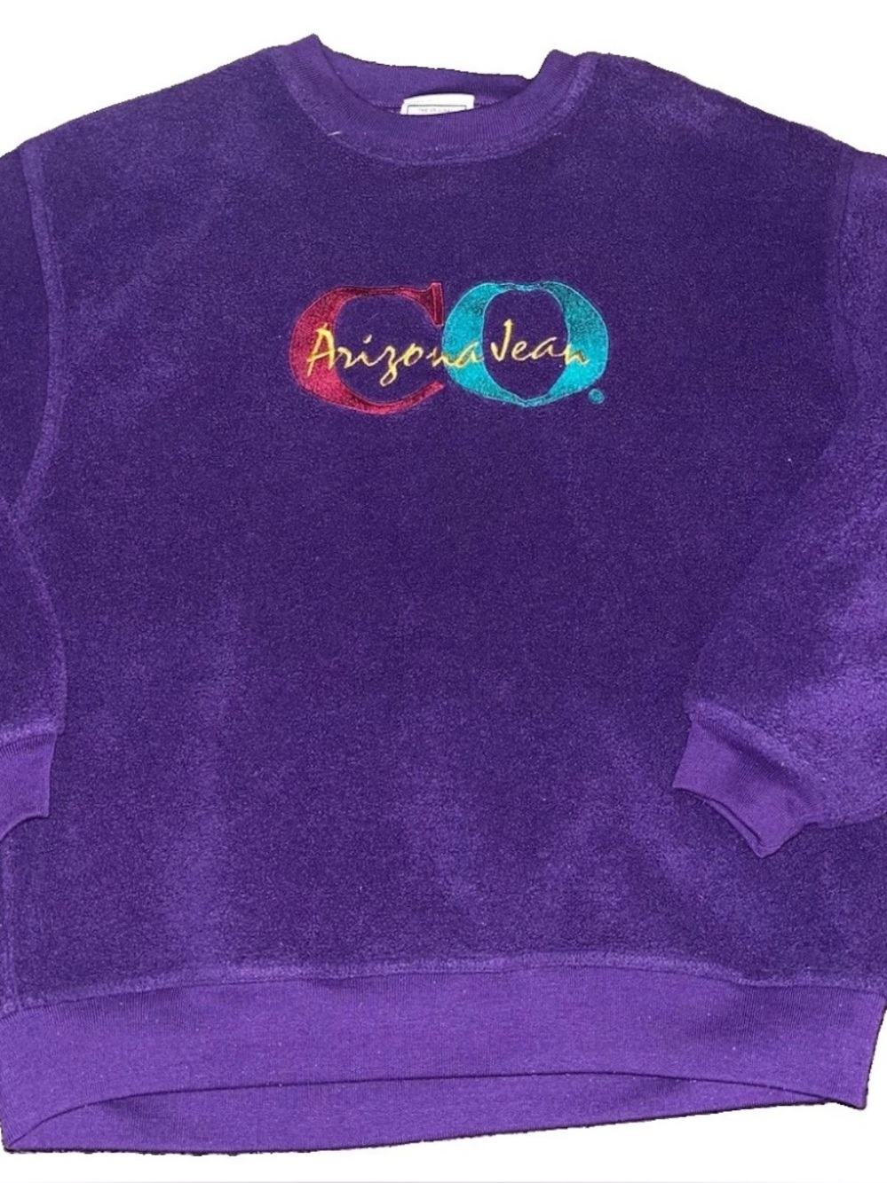 Vintage Y2K 90s Arizona Jeans Co Purple Fleece Pullover Sweater Size M 10-12